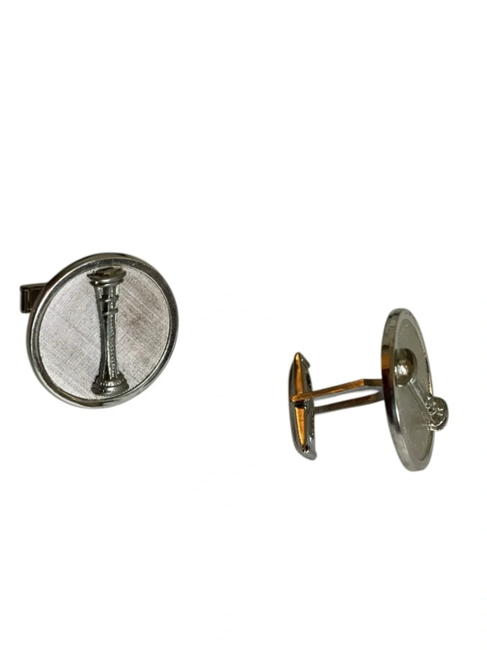 Vintage Brushed Silver-Tone Tie Clip and Cuff Links Set